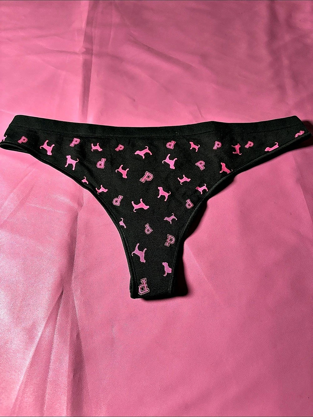 PINK Animal Print Panty in Black & Small NWT